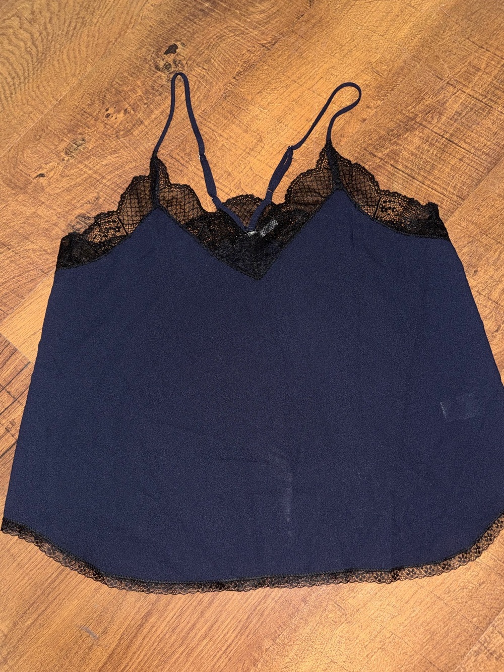 1. State Navy Lace-Trim Silk Cami